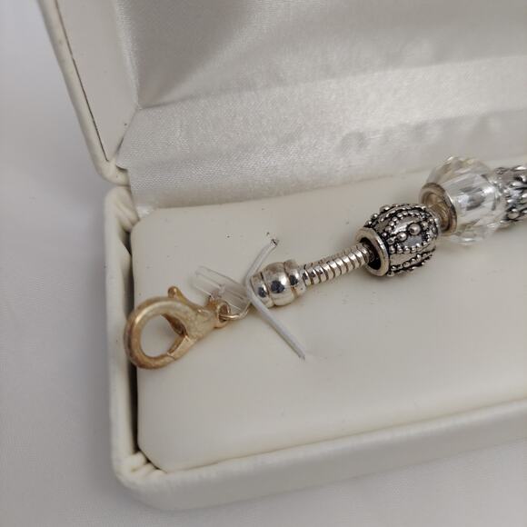 Swarovski Elements Charm Bracelet Horseshoe Silver Tone Beads Crescent Box Lucky - Picture 9 of 11